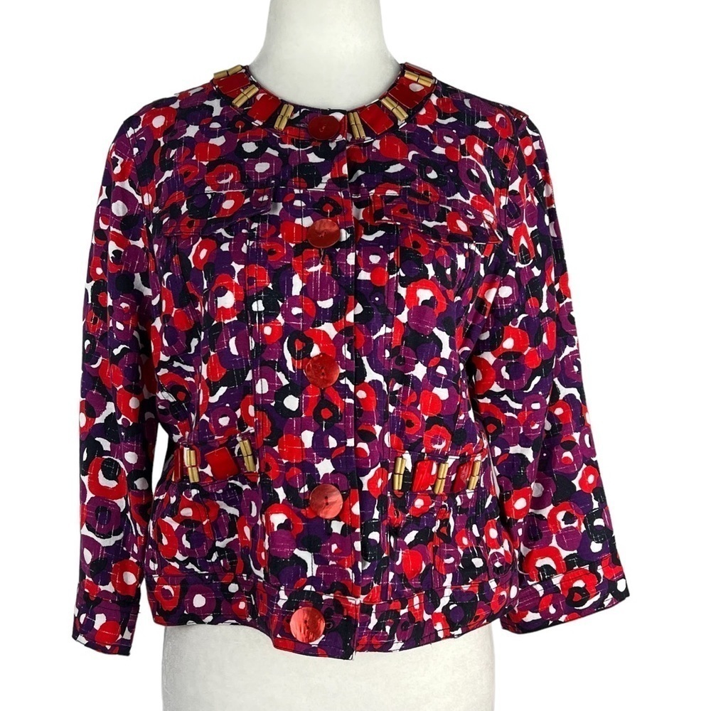 Ruby Rd. Petite Button Colorful Floral Women's Bl… - image 1